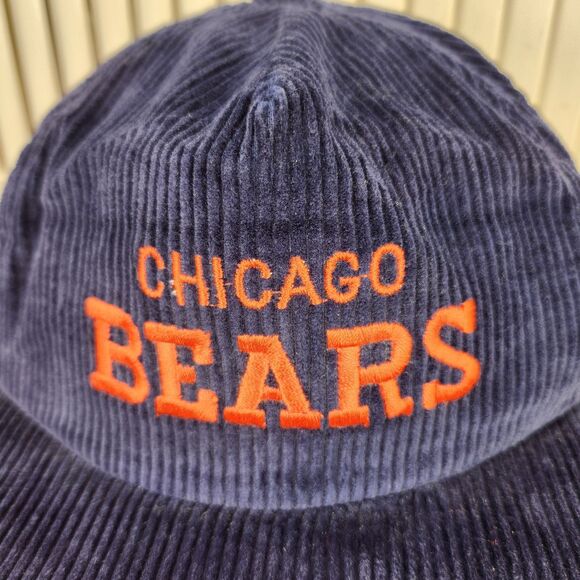 VTG Chicago Bears Corduroy Snapback Hat AJD 80s NFL Cap Blue Orange Taiwan Sport - Picture 3 of 11